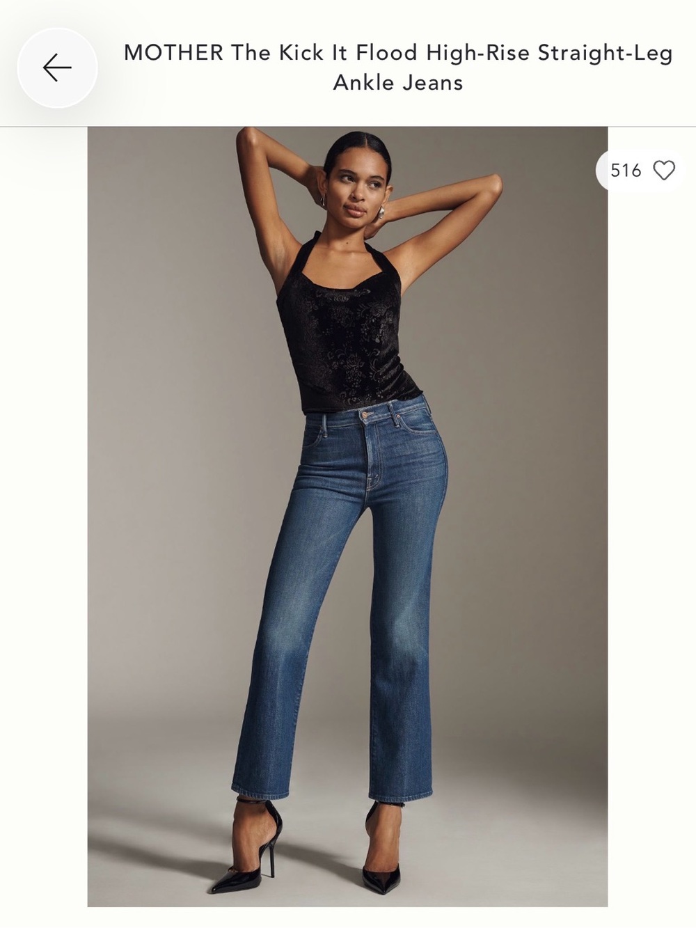 MOTHER High-Rise Straight-Leg Jeans in Medium Blue Wash